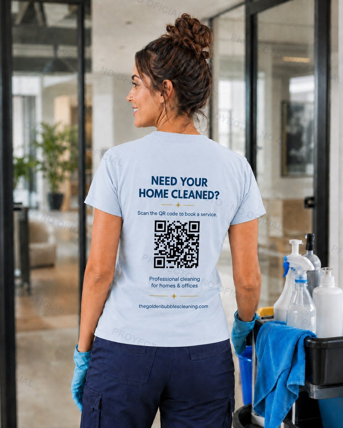 Mockup posterior de uniforme con mensaje y código QR
